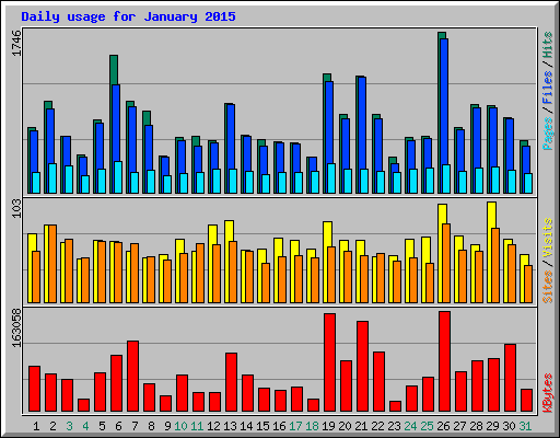 Daily usage for January 2015
