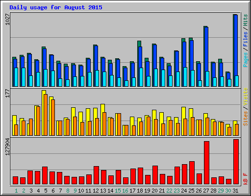 Daily usage for August 2015