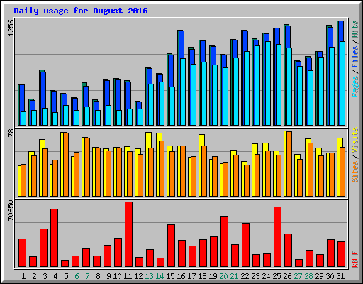 Daily usage for August 2016