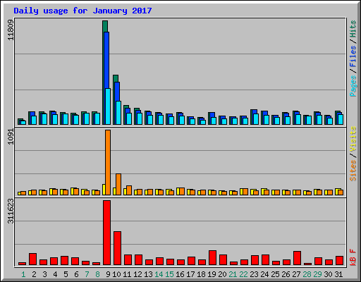 Daily usage for January 2017