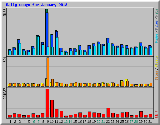 Daily usage for January 2018