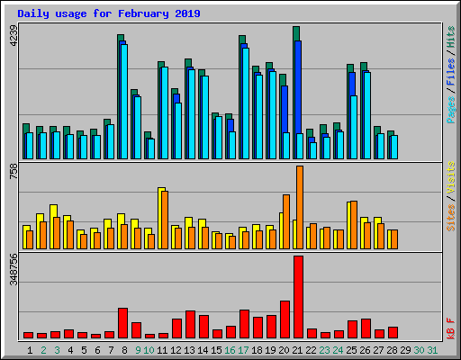 Daily usage for February 2019