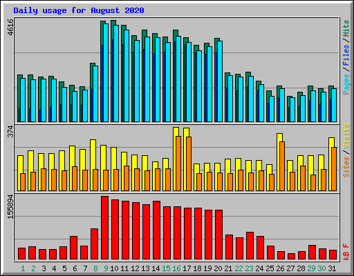 Daily usage for August 2020