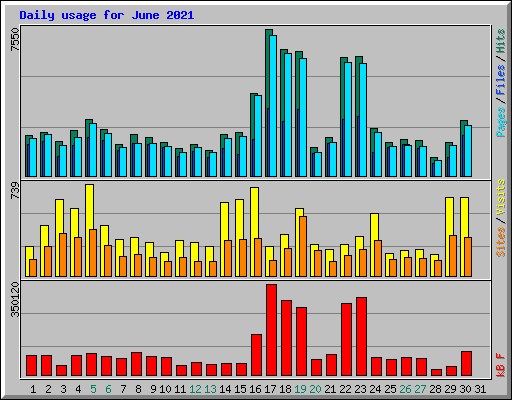 Daily usage for June 2021