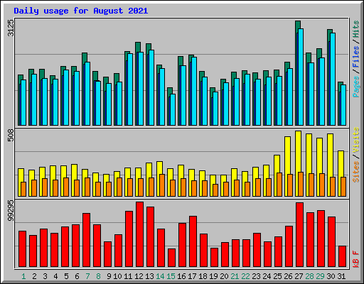 Daily usage for August 2021