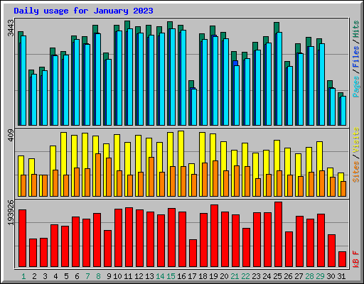 Daily usage for January 2023