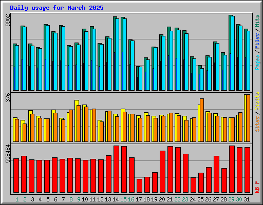 Daily usage for March 2025